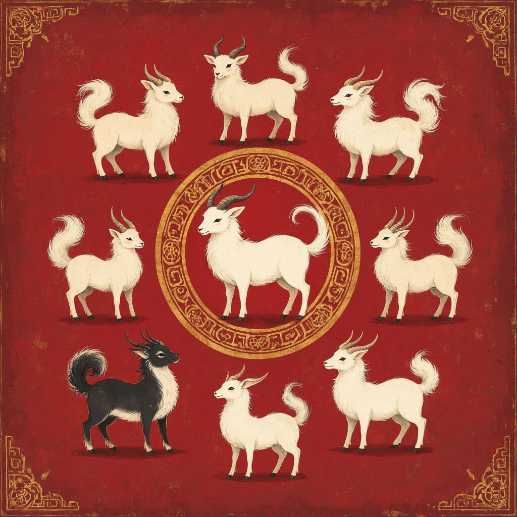 Künstlerische Darstellung der chinesischen Tierkreiszeichen mit Fokus auf die Schlange